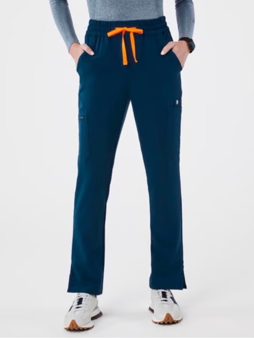 Figs High Waist Dowa Blue Scrub Pants in Deep Reef